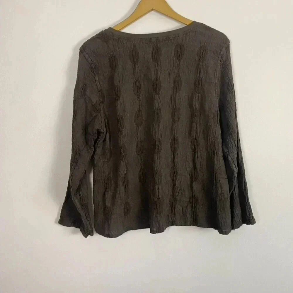 Flax Brown Crinkle Linen Top - Picture 10 of 11